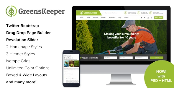 GreensKeeper – Gardening & Landscaping Responsive WordPress Theme