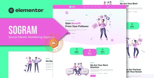 Sogram – Social Media Marketing Agency Elementor Template Kit