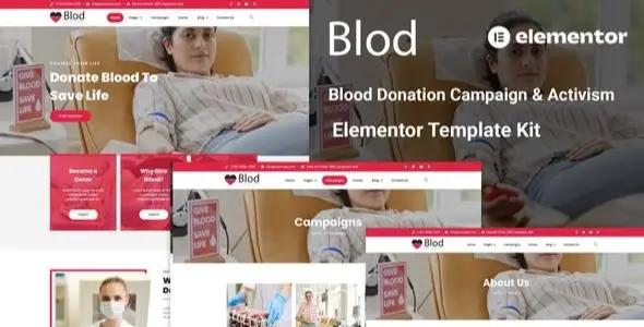 Blod – Blood Drive & Donation Campaigns Elementor Template Kit