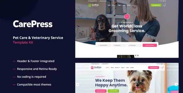 CarePress – Pet Care & Veterinary Elementor Template Kit