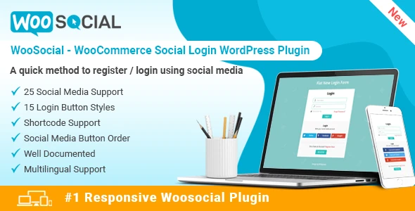 WooSocial – WooCommerce Social Login WordPress Plugin