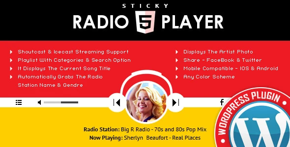 Sticky Radio Player WordPress Plugin – Full Width Shoutcast and Icecast HTML5 Player