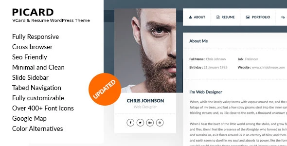 Picard – vCard & Resume WordPress Theme