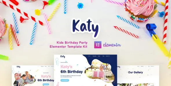 Katy – Kids Birthday Party Planner & Invitation Elementor Template Kit