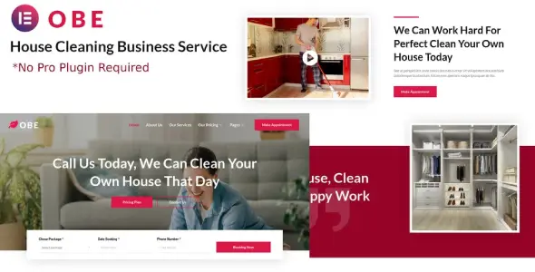 Obe – House Cleaning Business Elementor Template Kits