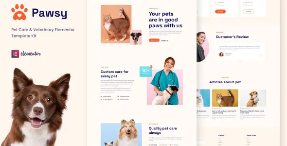 Pawsy – Pet Care & Veterinary Elementor Template Kit