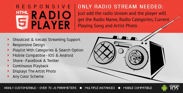 Radio Player With Playlist – Shoutcast and Icecast